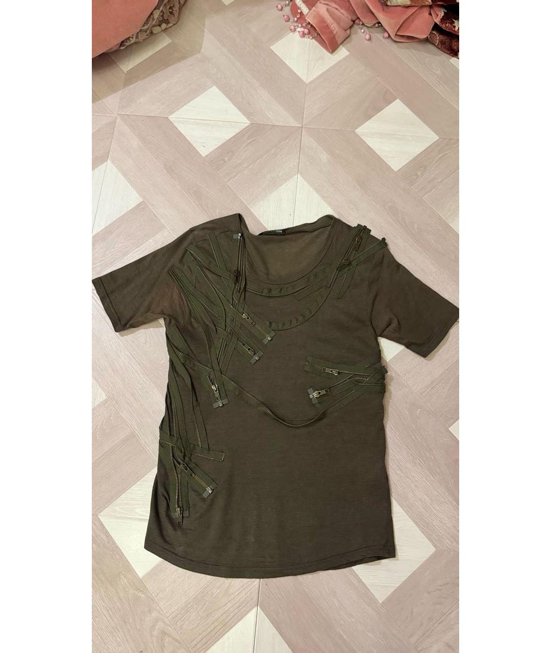 BALMAIN Хаки хлопковая футболка, фото 2