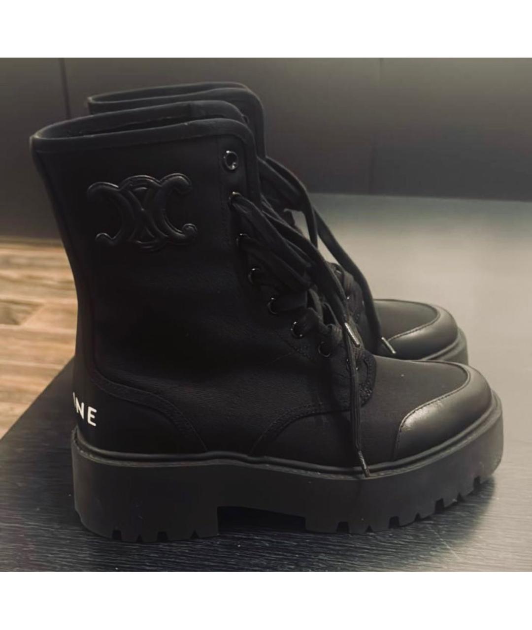 CELINE Черные текстильные ботинки, фото 4