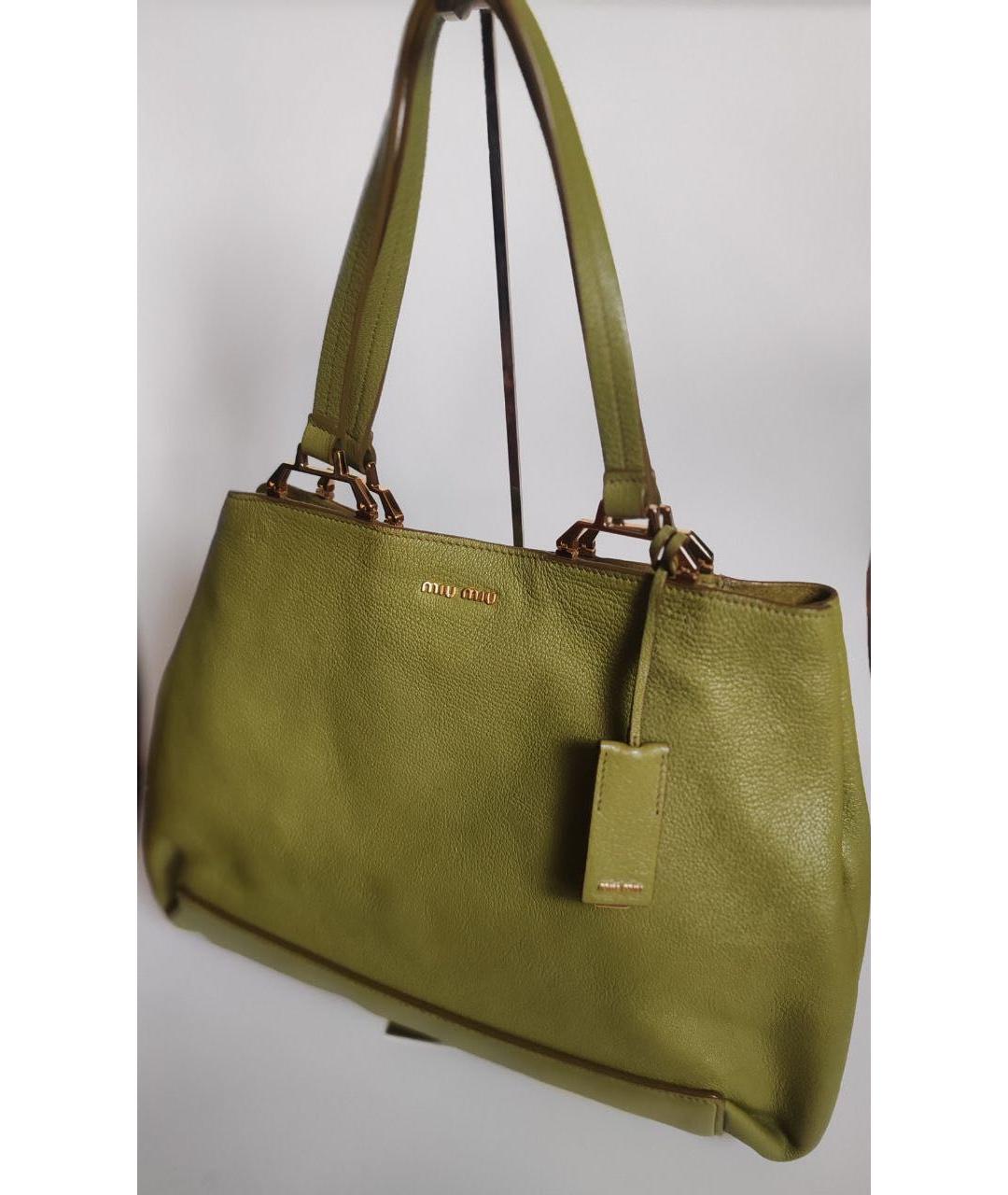 MIU MIU Зеленая кожаная сумка через плечо, фото 9