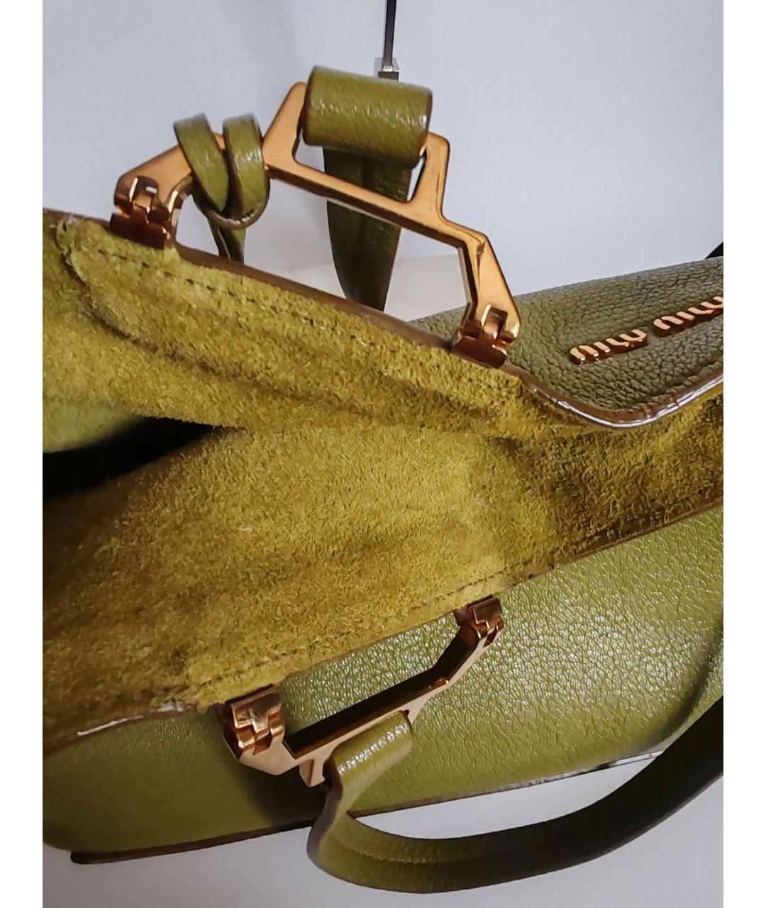 MIU MIU Зеленая кожаная сумка через плечо, фото 6