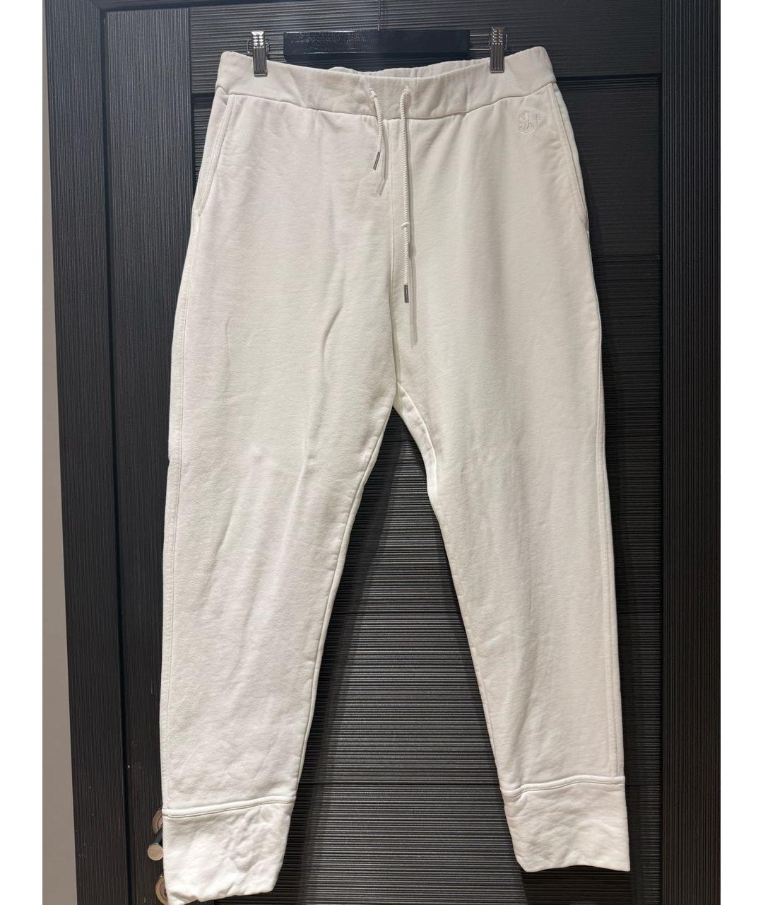 JIL SANDER Белые хлопковые повседневные брюки, фото 2