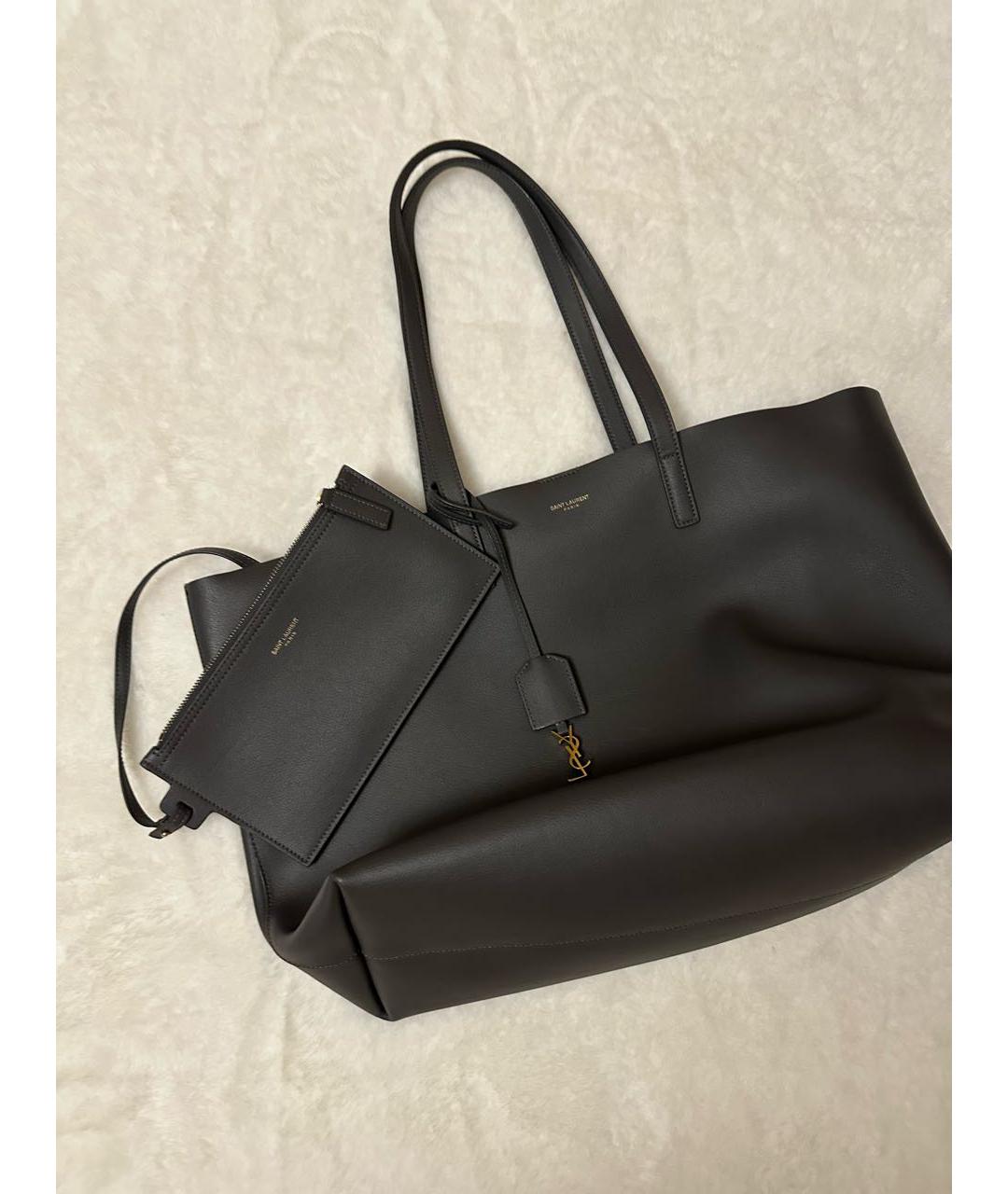 YVES SAINT LAURENT BEAUTY Синяя кожаная сумка с короткими ручками, фото 3