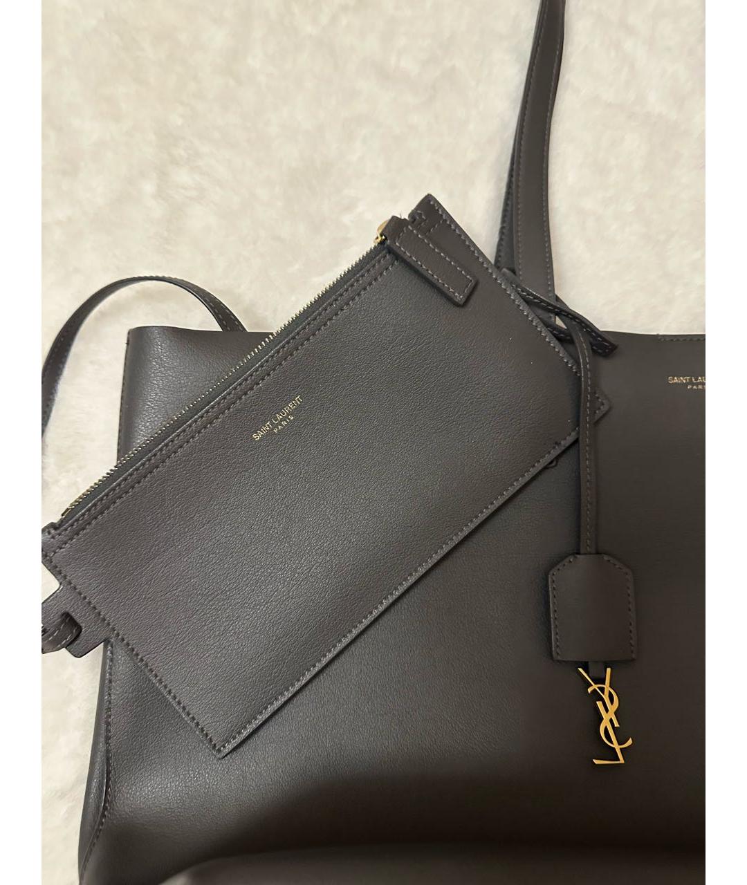 YVES SAINT LAURENT BEAUTY Синяя кожаная сумка с короткими ручками, фото 2