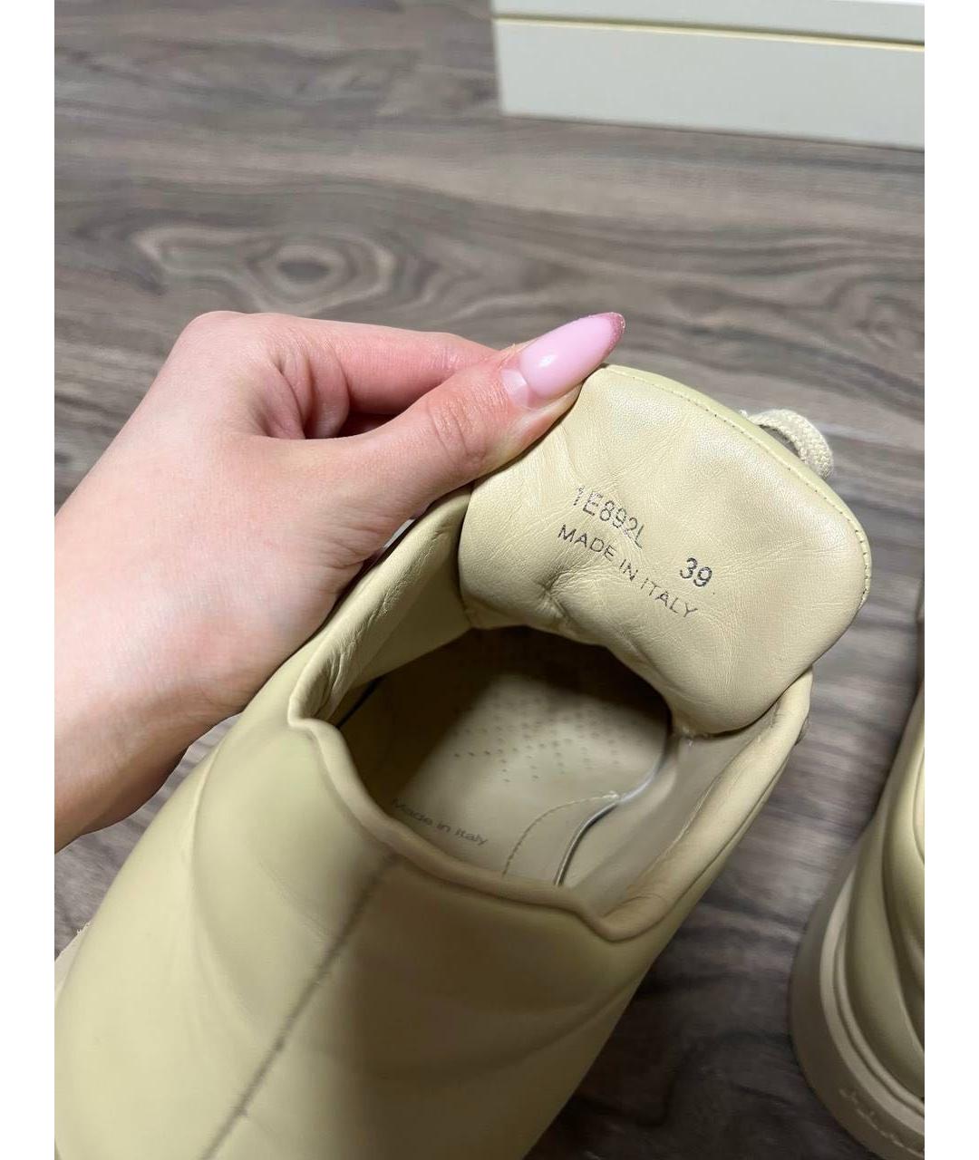 PRADA Бежевые кожаные кеды, фото 5