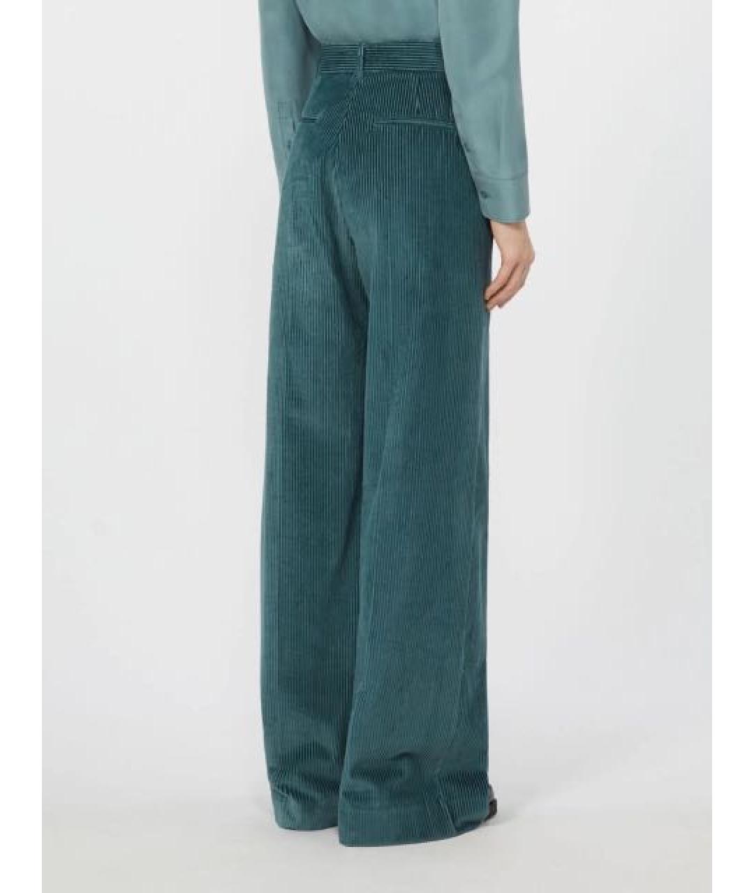 WEEKEND MAX MARA Бирюзовые хлопковые прямые брюки, фото 3