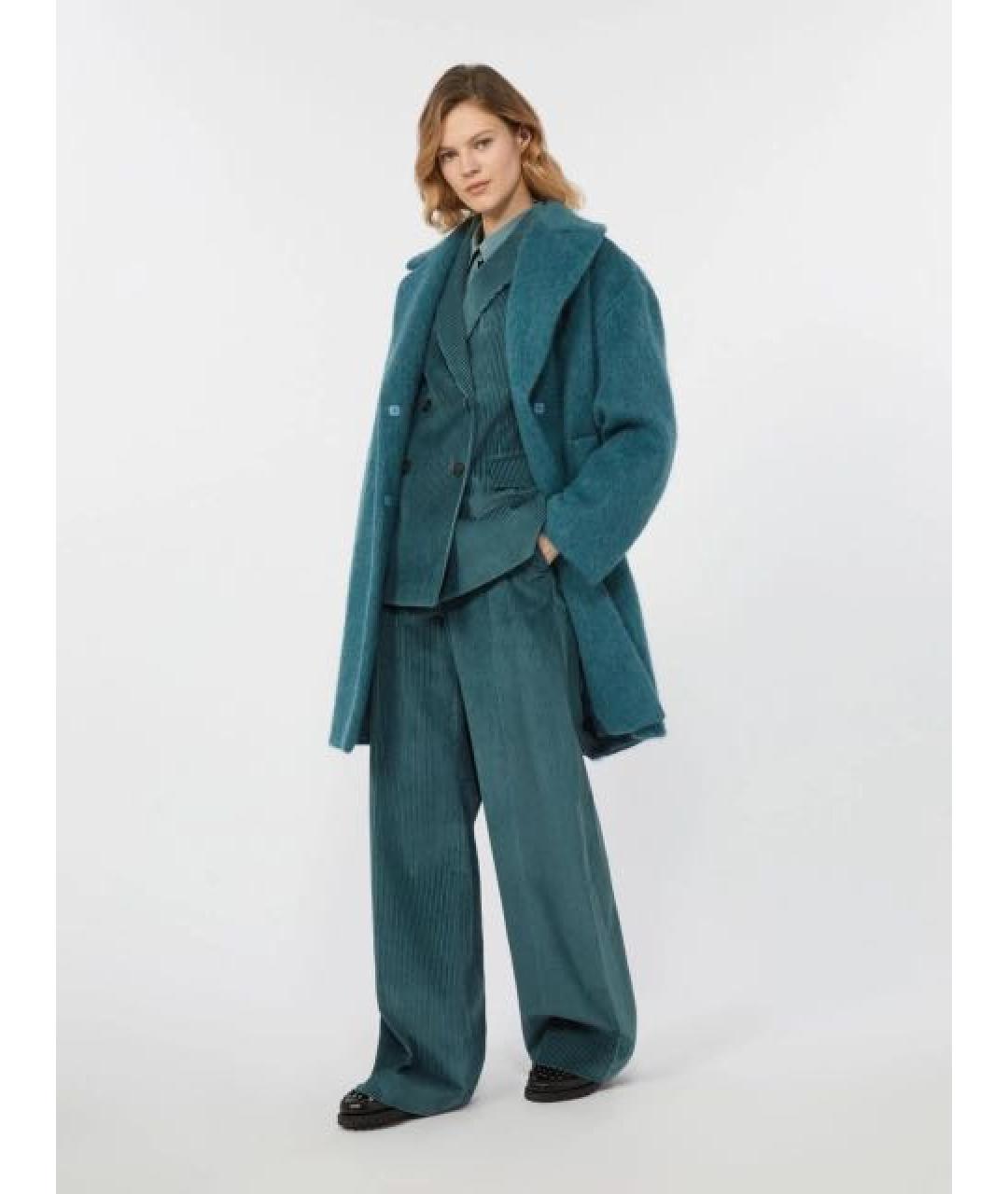 WEEKEND MAX MARA Бирюзовые хлопковые прямые брюки, фото 4