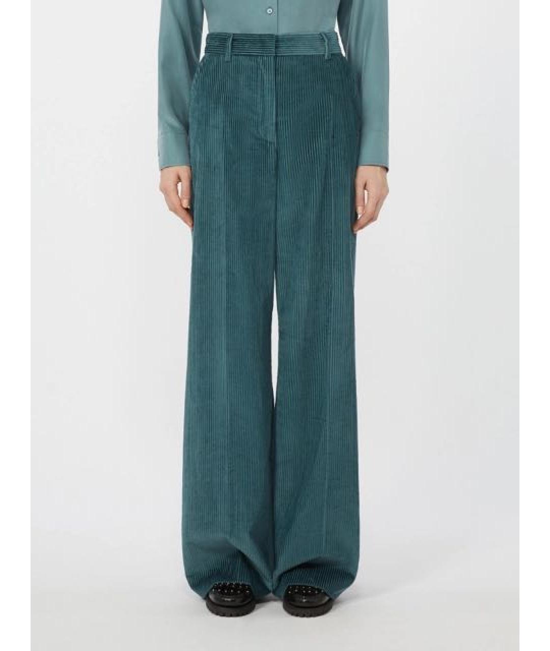 WEEKEND MAX MARA Бирюзовые хлопковые прямые брюки, фото 2