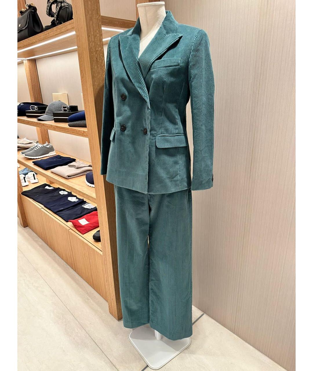 WEEKEND MAX MARA Бирюзовые хлопковые прямые брюки, фото 5