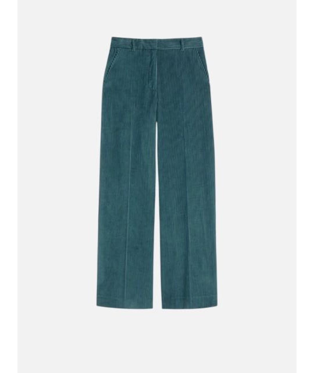 WEEKEND MAX MARA Бирюзовые хлопковые прямые брюки, фото 6