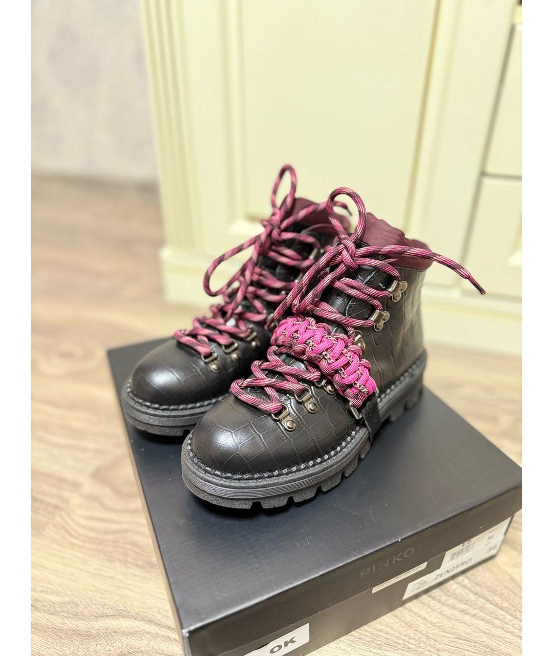 PINKO Черные кожаные ботинки, фото 2