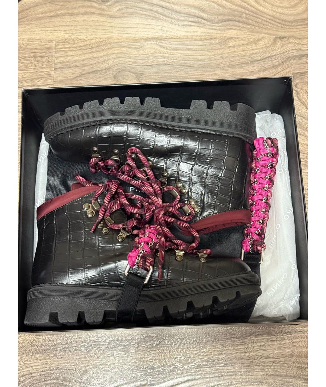 PINKO Черные кожаные ботинки, фото 8
