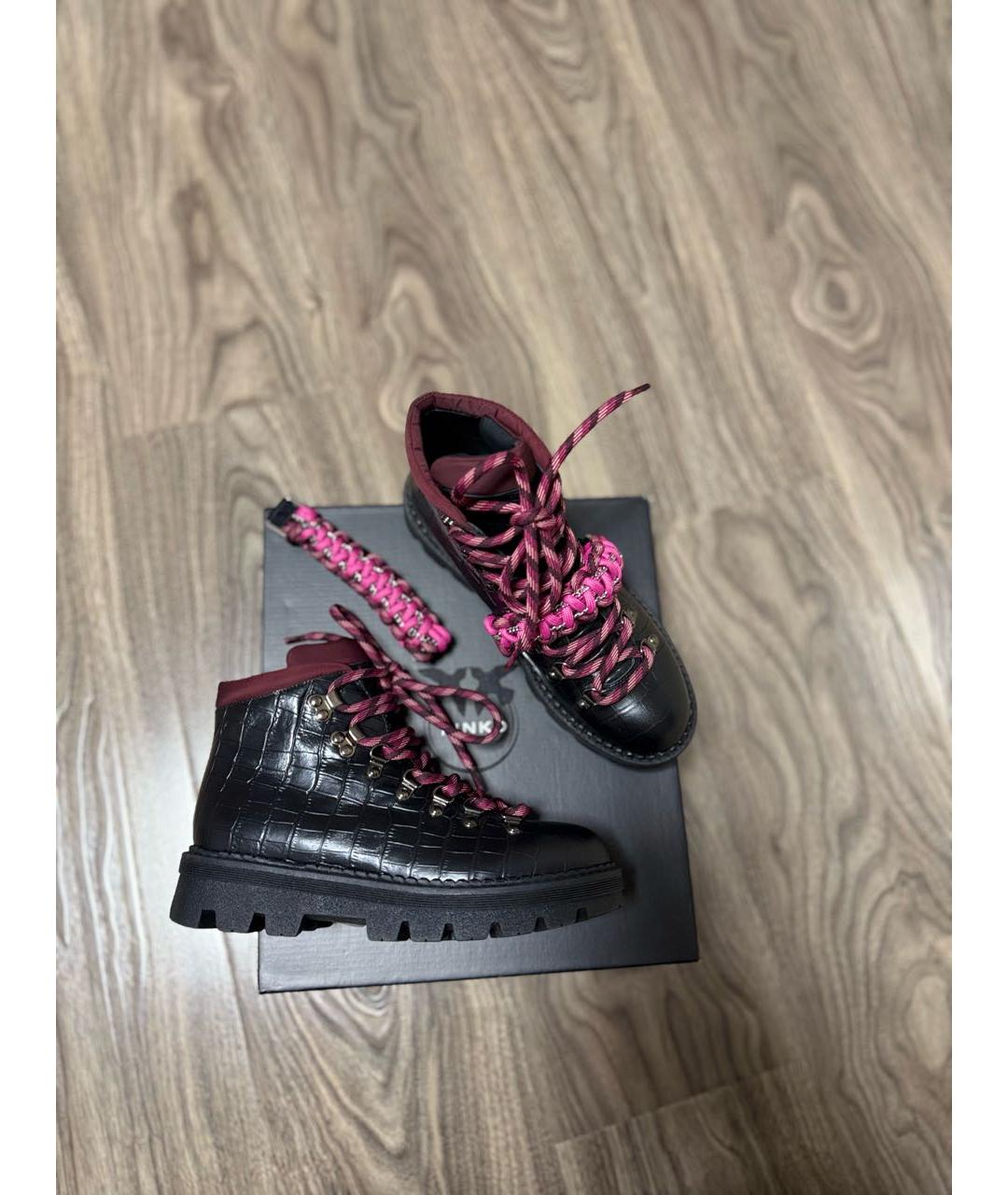 PINKO Черные кожаные ботинки, фото 5