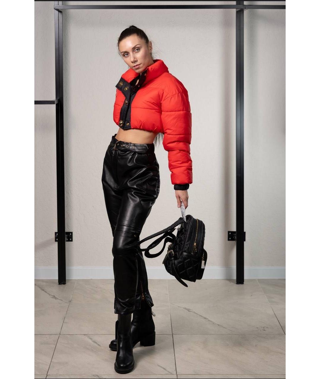 MOSCHINO Черные кожаные брюки узкие, фото 6