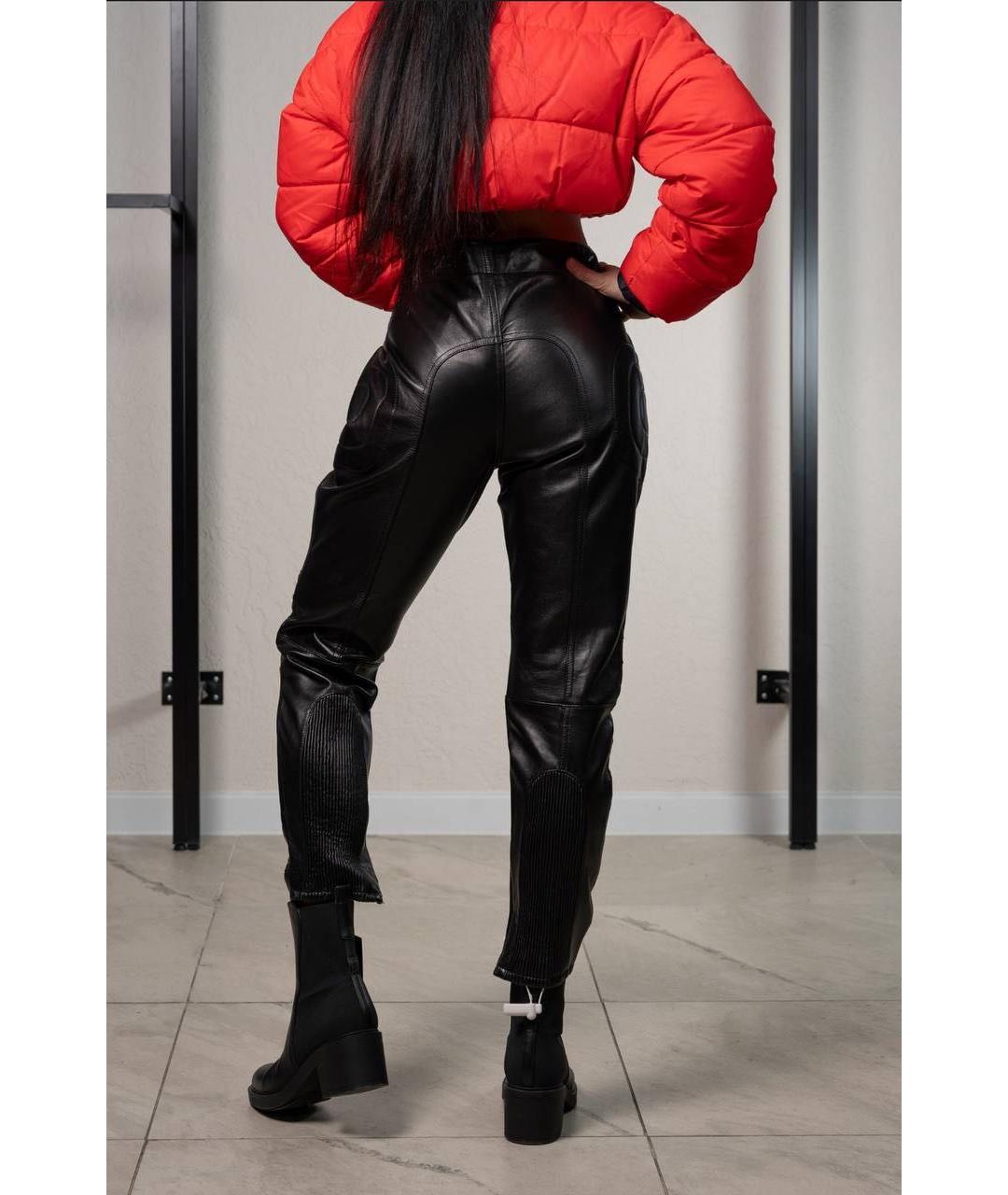 MOSCHINO Черные кожаные брюки узкие, фото 4