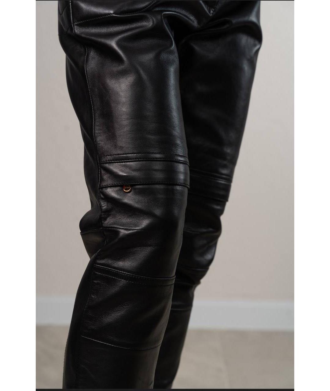 MOSCHINO Черные кожаные брюки узкие, фото 5