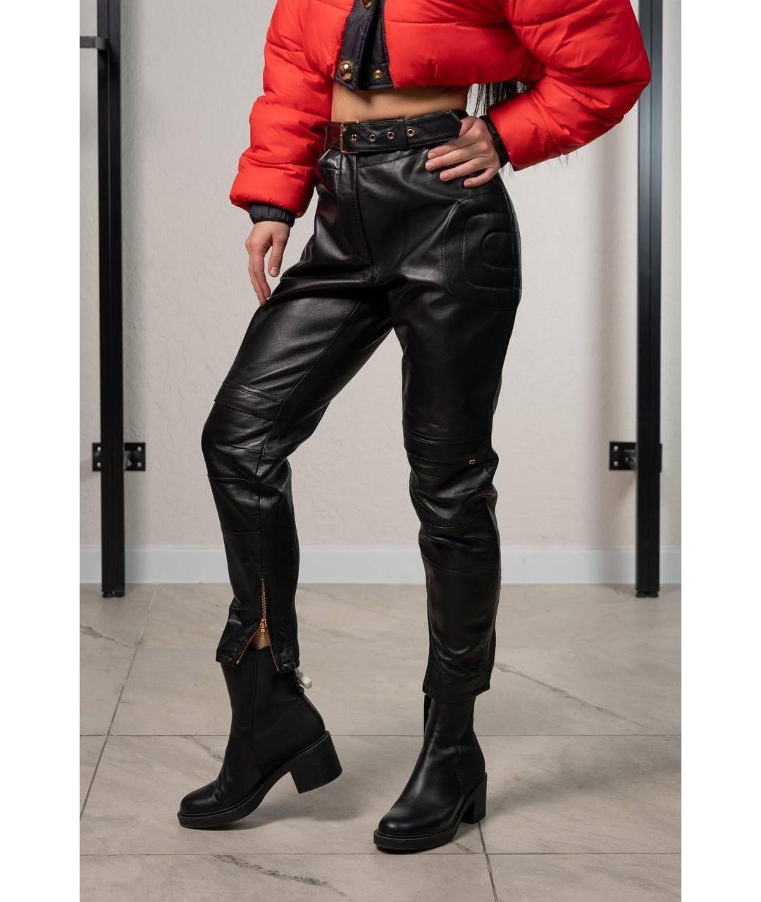 MOSCHINO Черные кожаные брюки узкие, фото 3