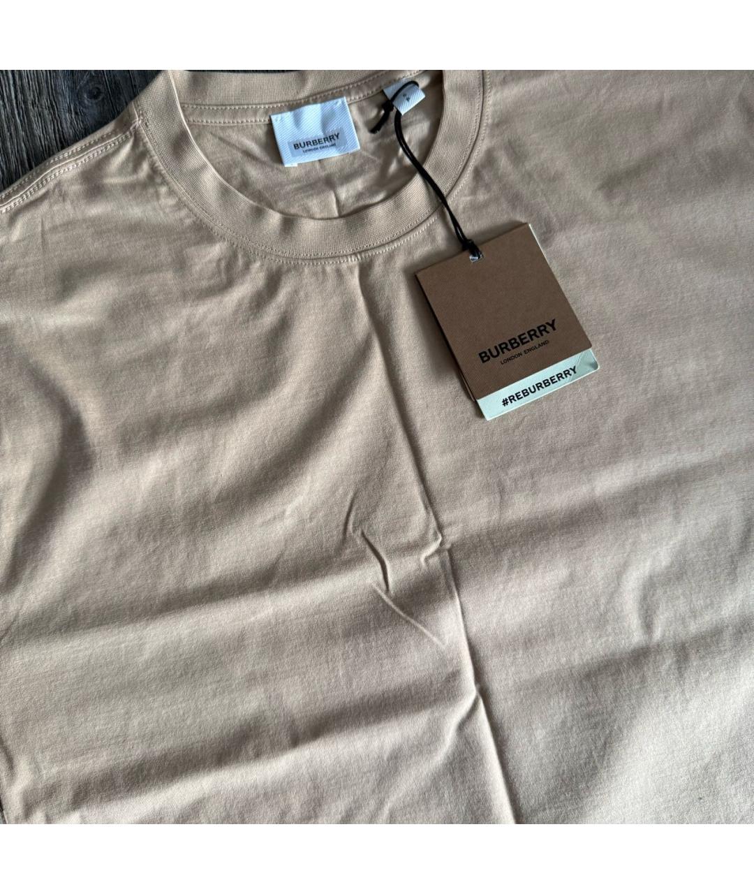 BURBERRY Бежевая хлопковая футболка, фото 3