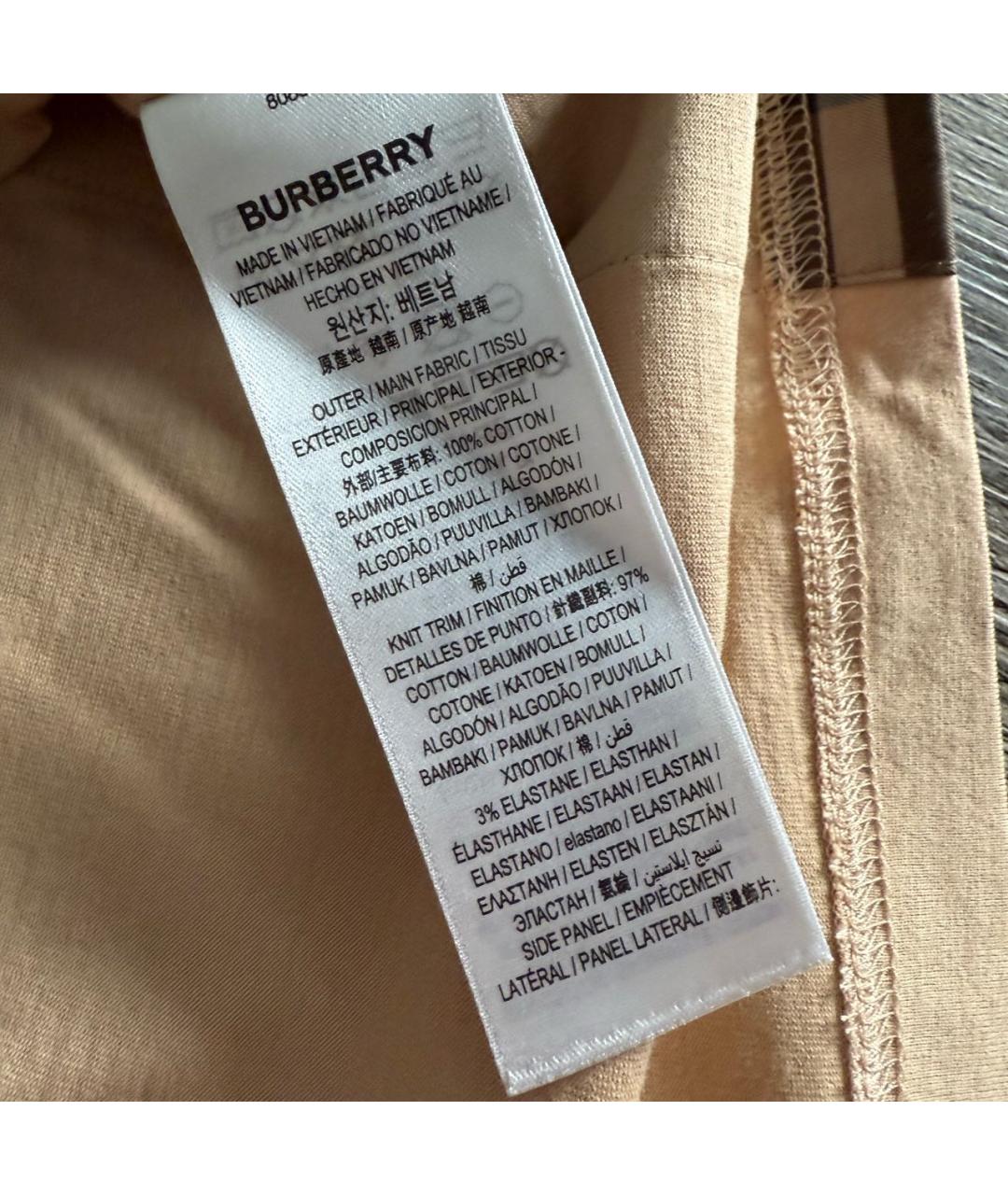 BURBERRY Бежевая хлопковая футболка, фото 7