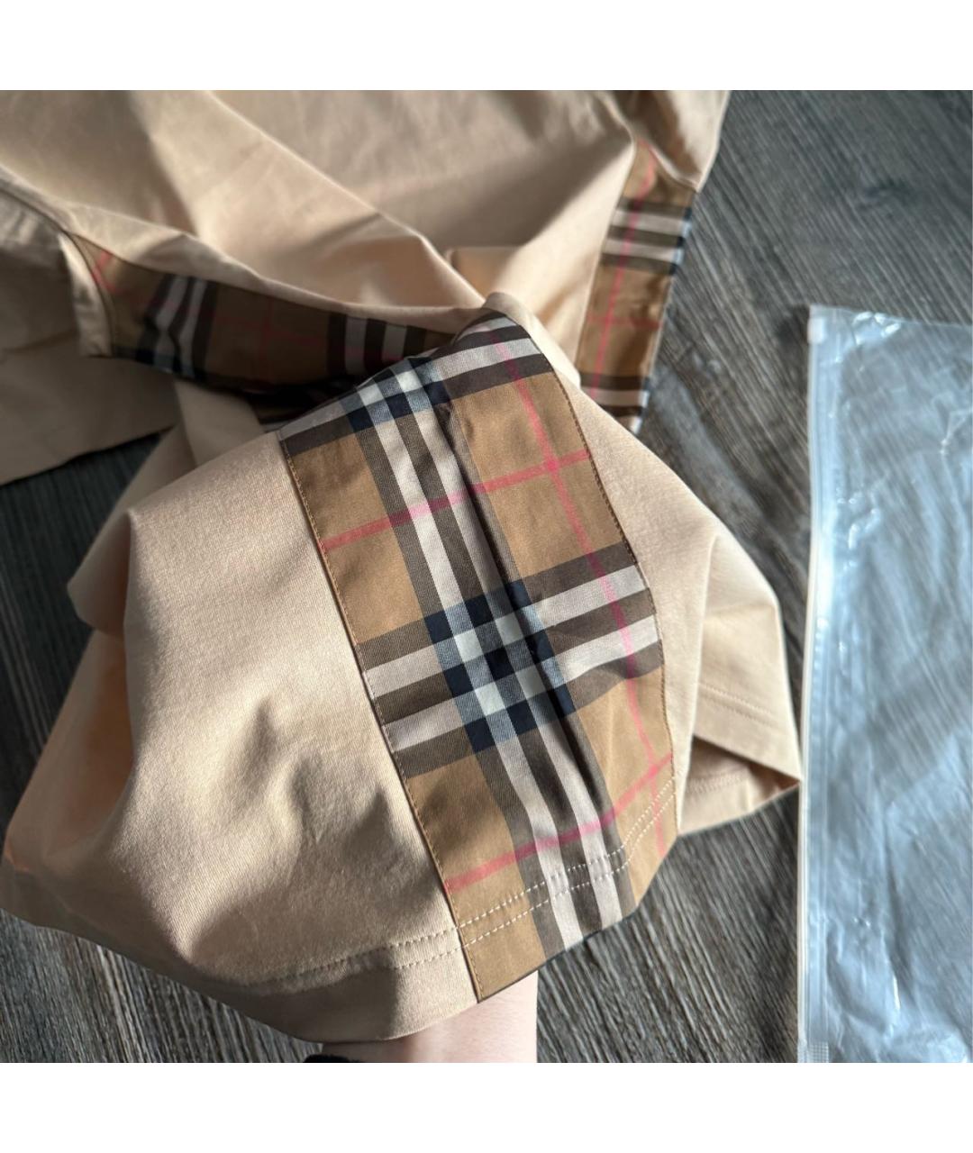 BURBERRY Бежевая хлопковая футболка, фото 8