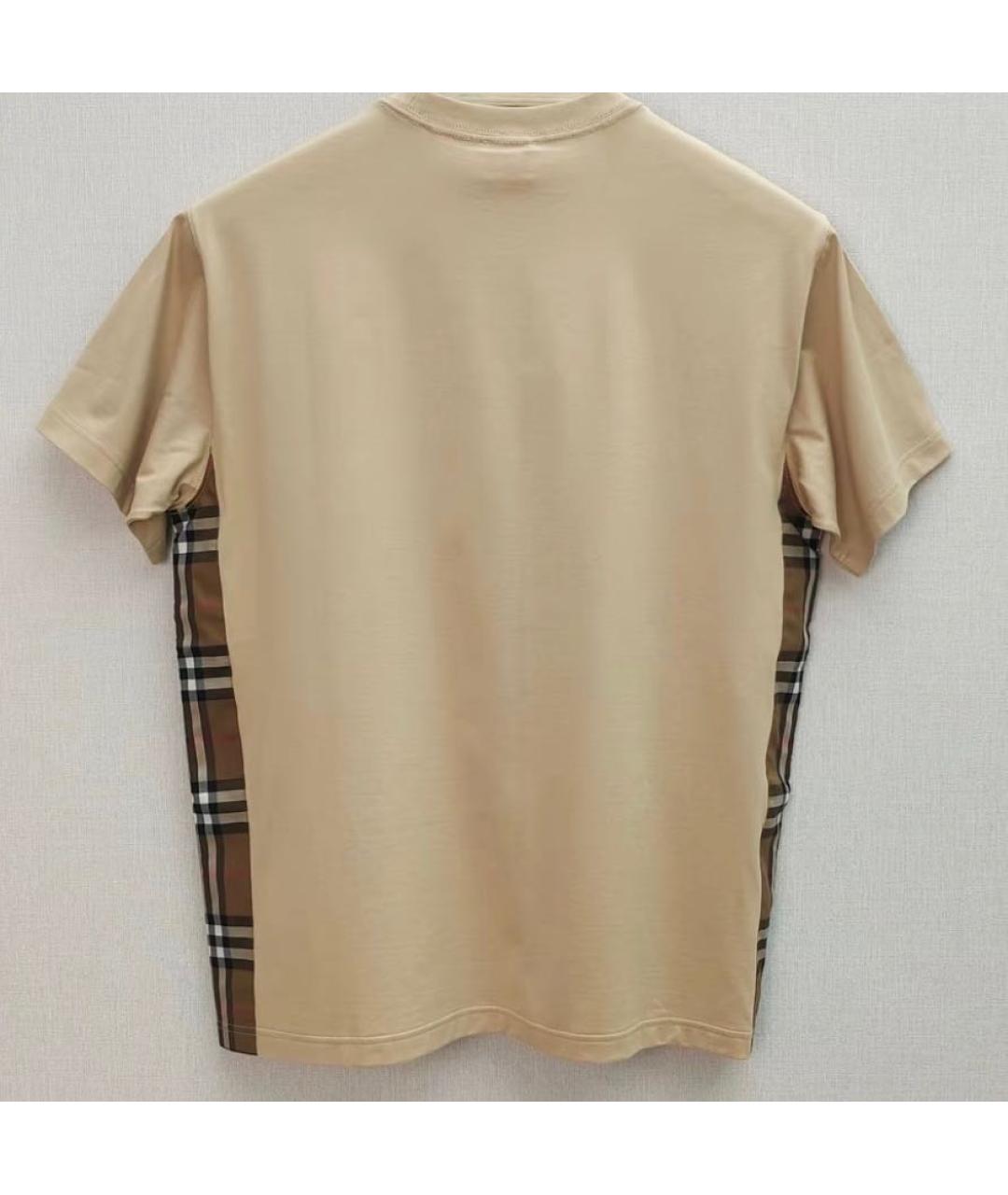 BURBERRY Бежевая хлопковая футболка, фото 2
