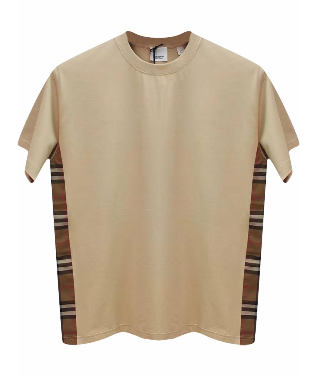 BURBERRY Бежевая хлопковая футболка, фото 1