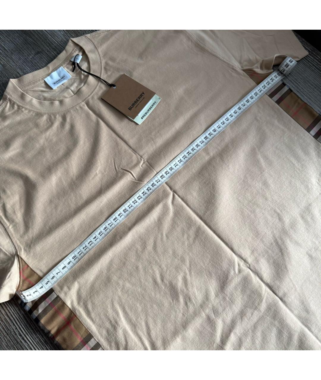 BURBERRY Бежевая хлопковая футболка, фото 6