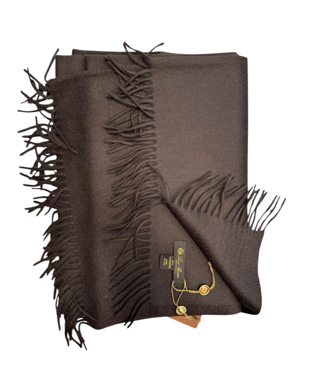 LORO PIANA Коричневый кашемировый шарф, фото 2