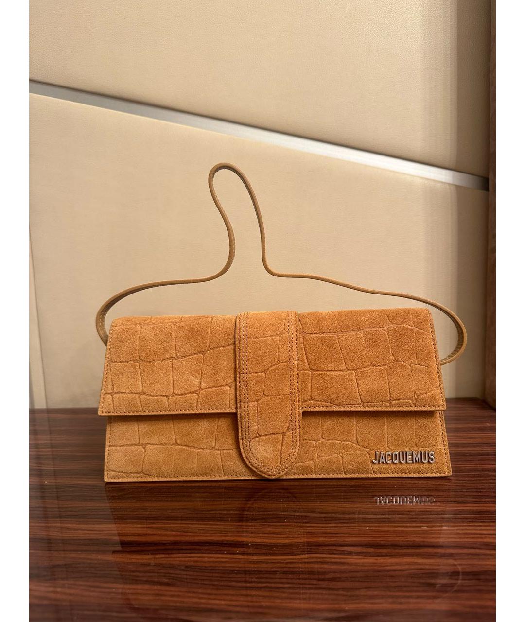 JACQUEMUS Горчичная замшевая сумка через плечо, фото 2