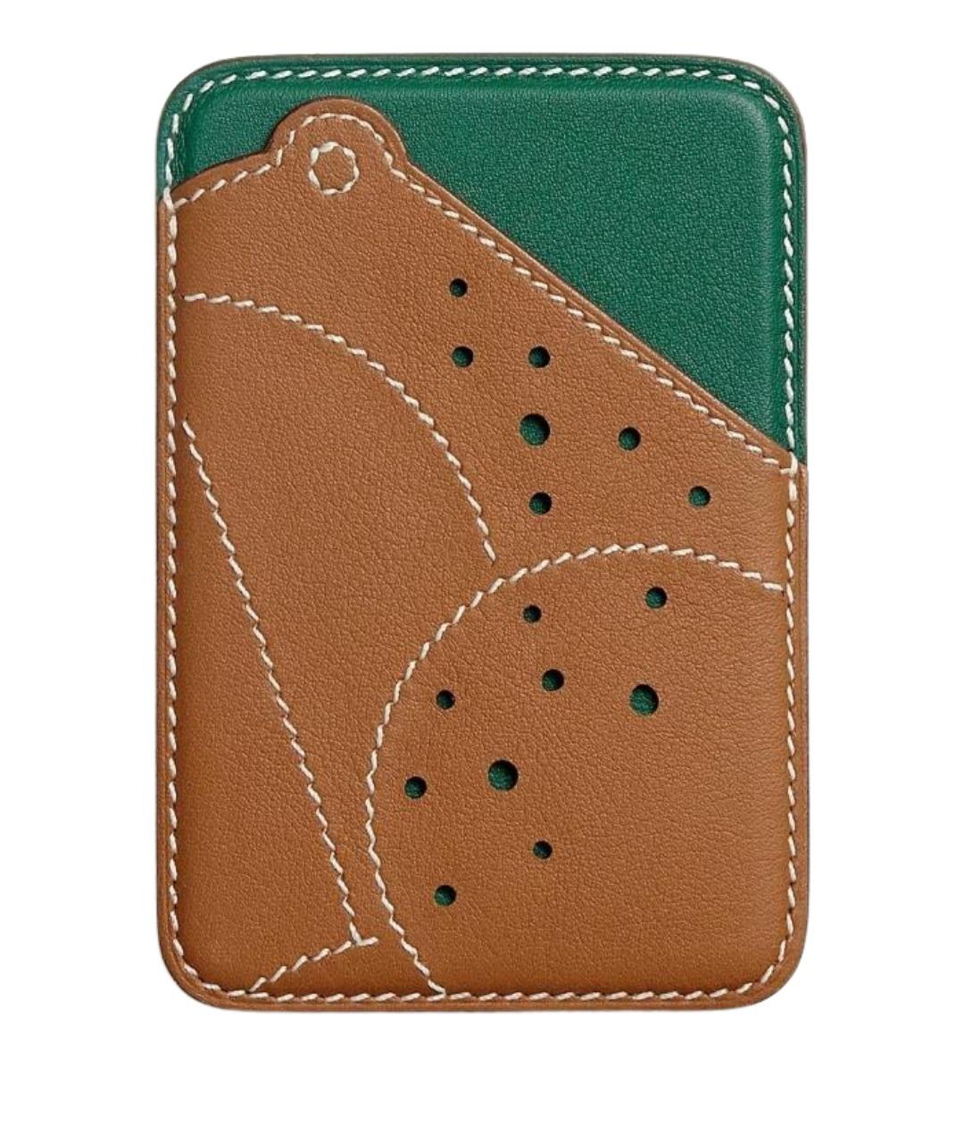 HERMES Золотой кожаный кардхолдер, фото 1