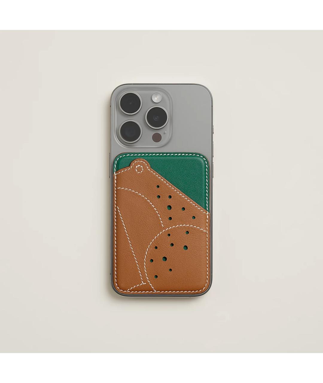 HERMES Золотой кожаный кардхолдер, фото 4