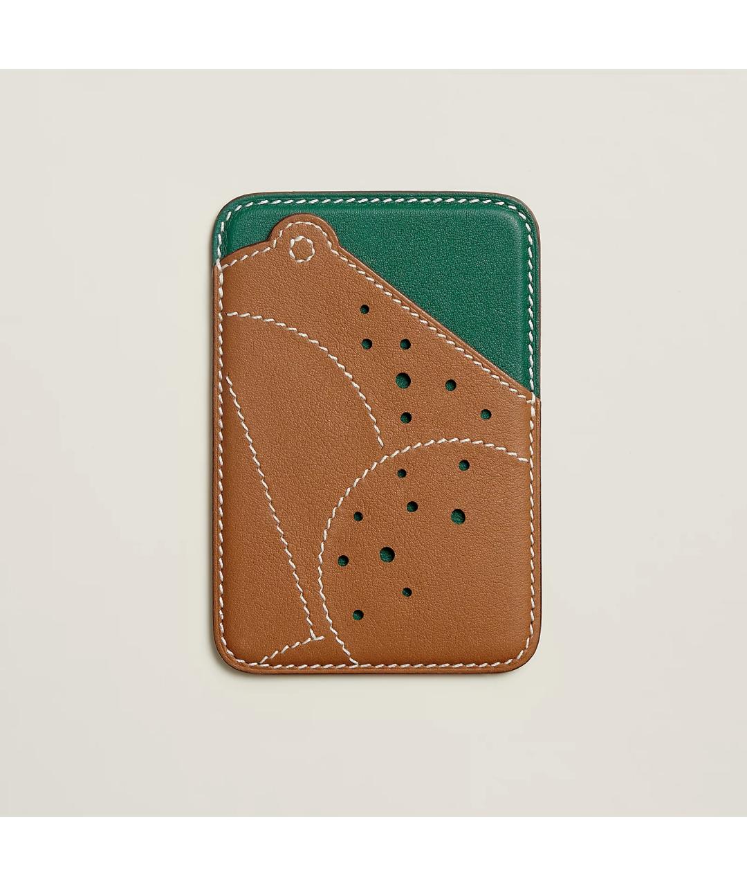 HERMES Золотой кожаный кардхолдер, фото 5