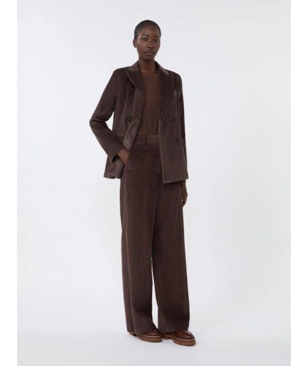 WEEKEND MAX MARA Коричневые хлопковые прямые брюки, фото 4