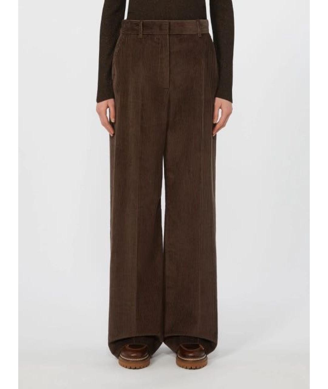 WEEKEND MAX MARA Коричневые хлопковые прямые брюки, фото 2