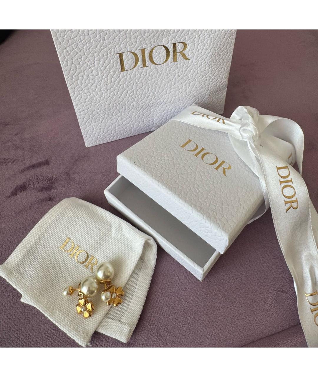 CHRISTIAN DIOR Золотые латунные серьги, фото 3