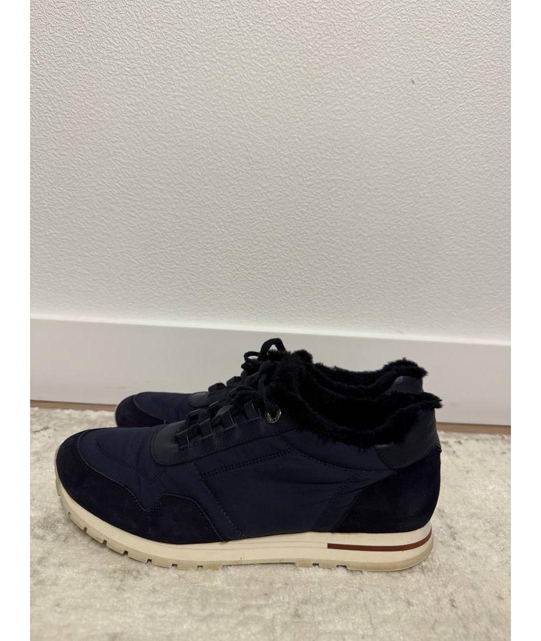 LORO PIANA Темно-синие замшевые кроссовки, фото 5