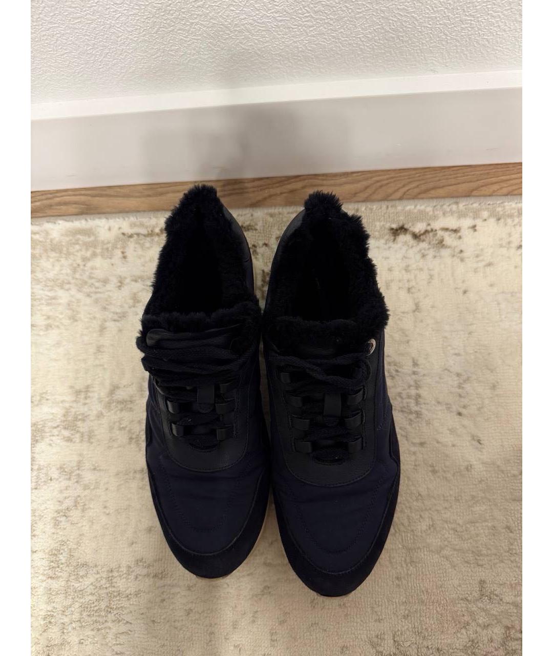 LORO PIANA Темно-синие замшевые кроссовки, фото 3