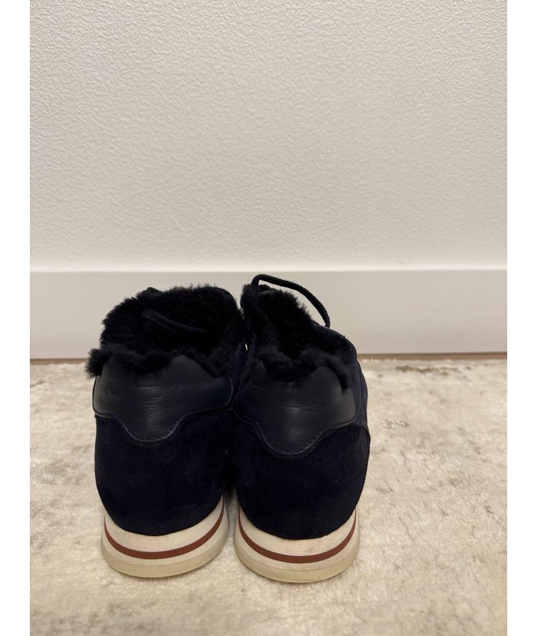 LORO PIANA Темно-синие замшевые кроссовки, фото 4