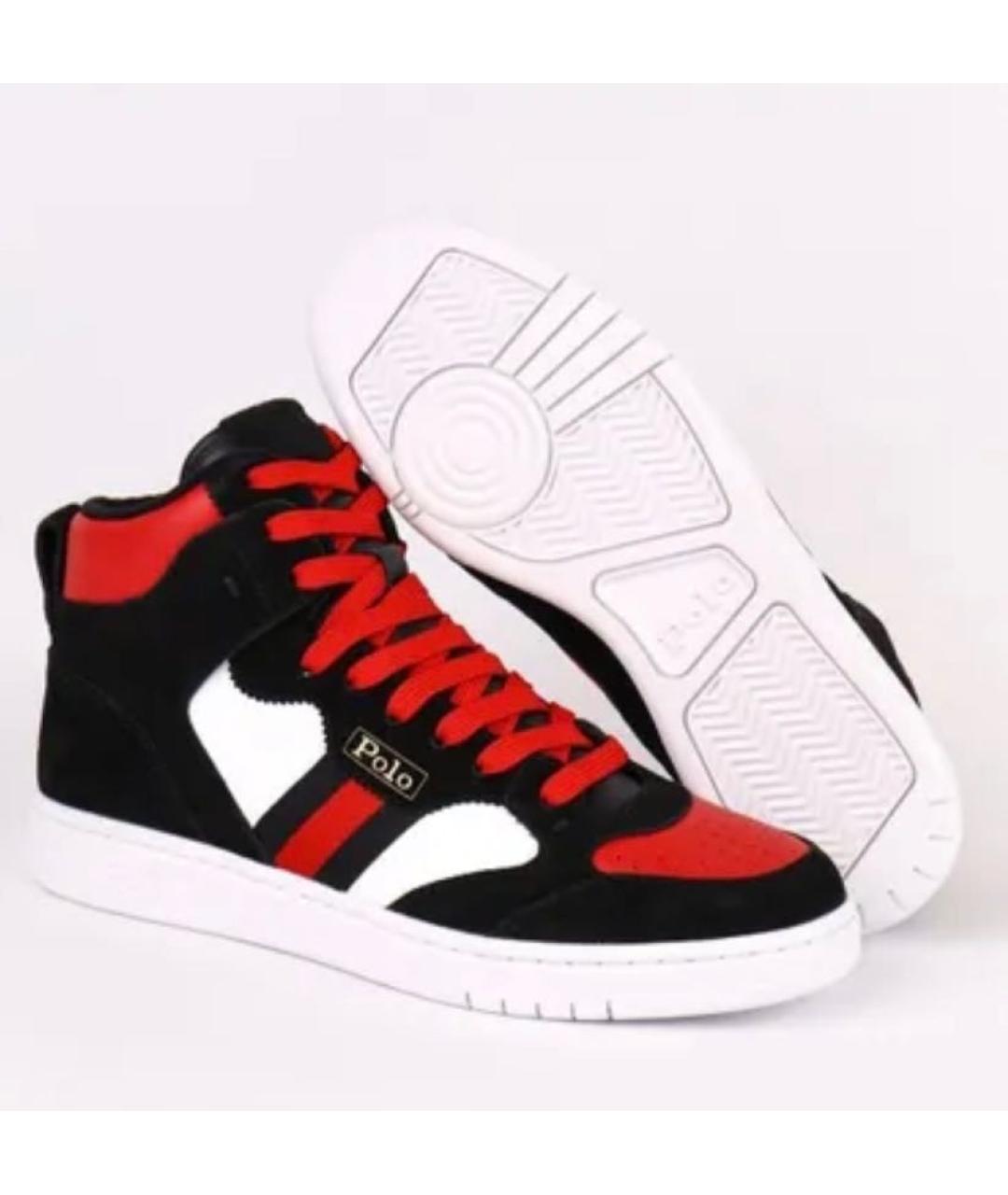 POLO RALPH LAUREN Красные кожаные высокие кроссовки / кеды, фото 3