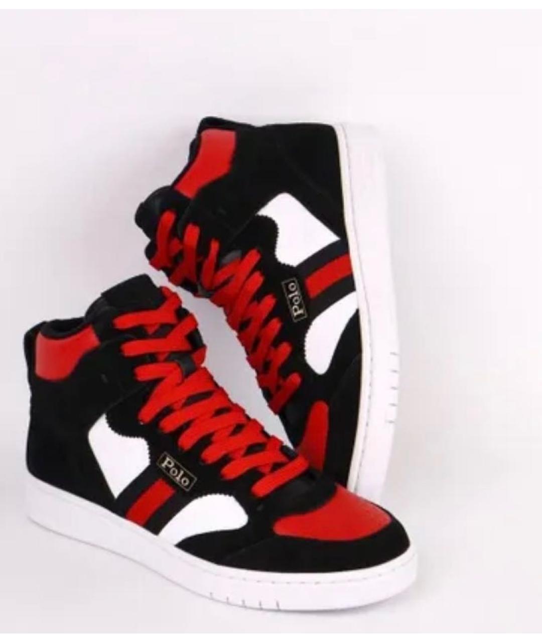 POLO RALPH LAUREN Красные кожаные высокие кроссовки / кеды, фото 2