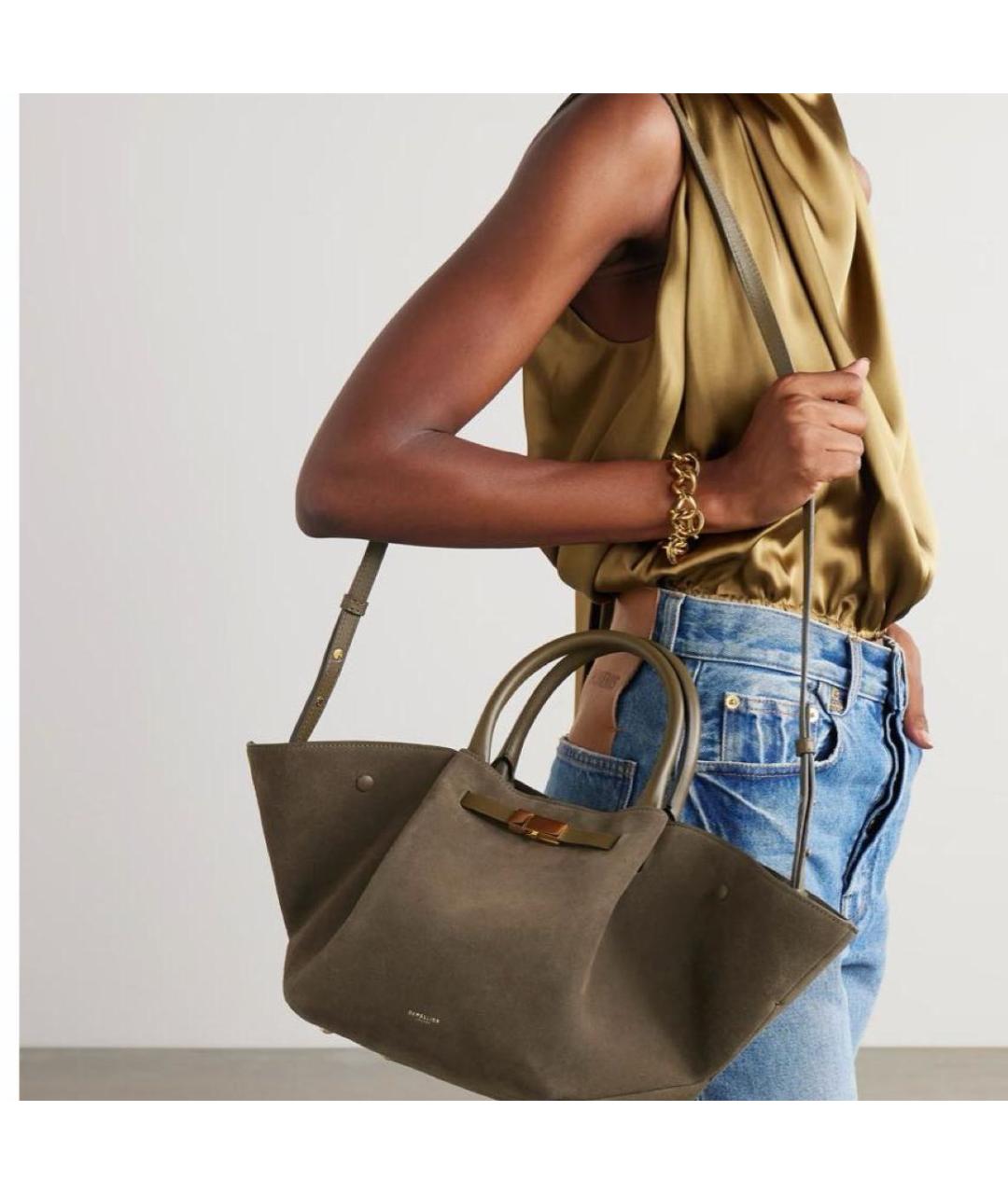 DEMELLIER Хаки замшевая сумка через плечо, фото 4