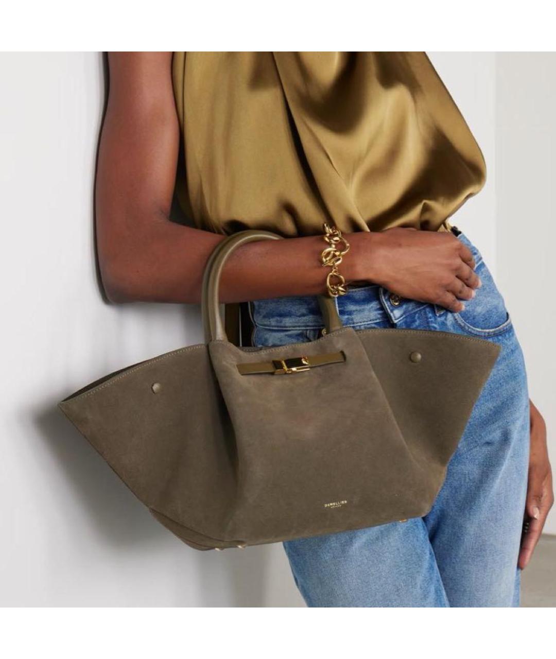 DEMELLIER Хаки замшевая сумка через плечо, фото 3
