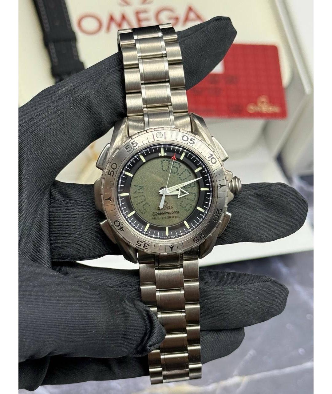 OMEGA Черные металлические часы, фото 5