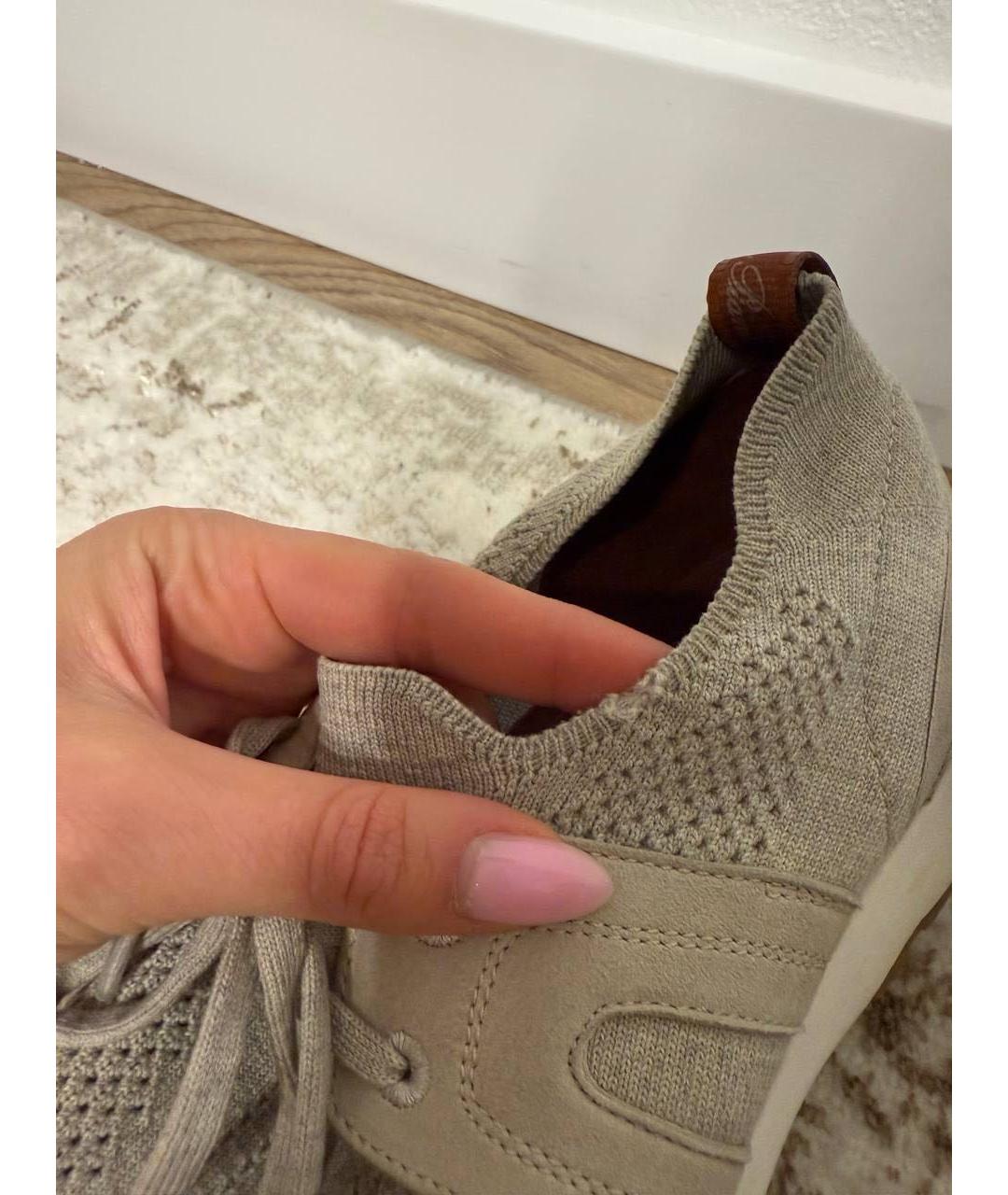 LORO PIANA Серые синтетические кроссовки, фото 6