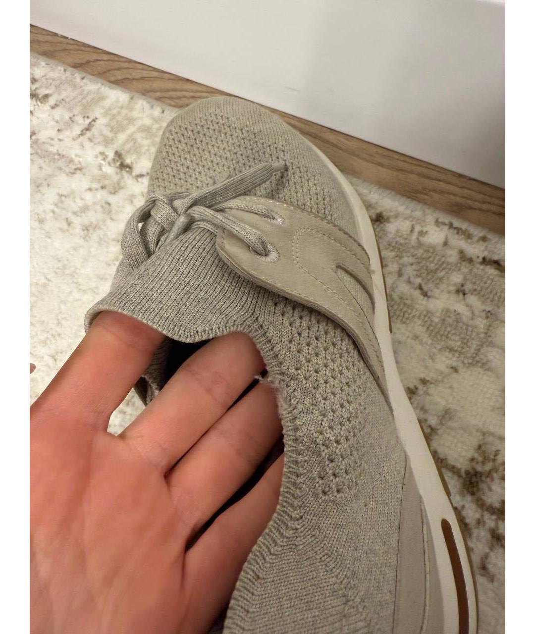 LORO PIANA Серые синтетические кроссовки, фото 5