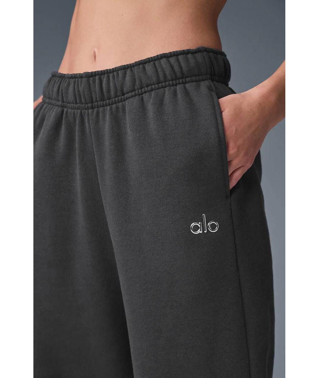 ALO YOGA Антрацитовые хлопковые спортивные брюки и шорты, фото 2