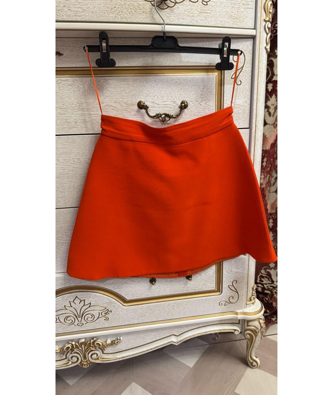 VICTORIA BECKHAM Оранжевая хлопковая юбка мини, фото 2