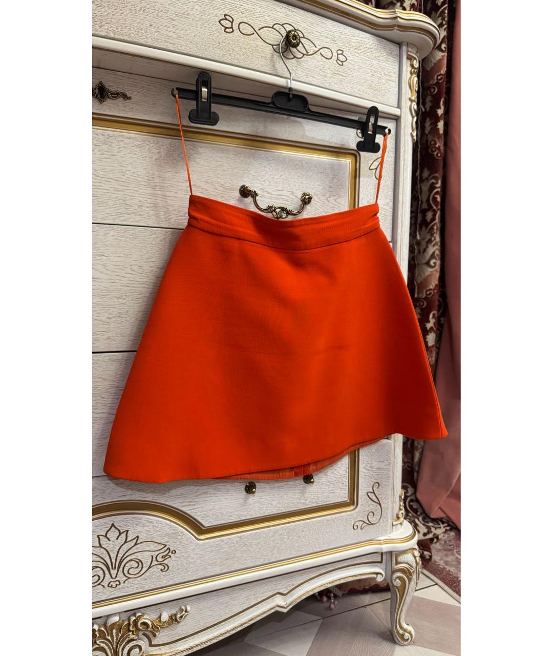 VICTORIA BECKHAM Оранжевая хлопковая юбка мини, фото 6