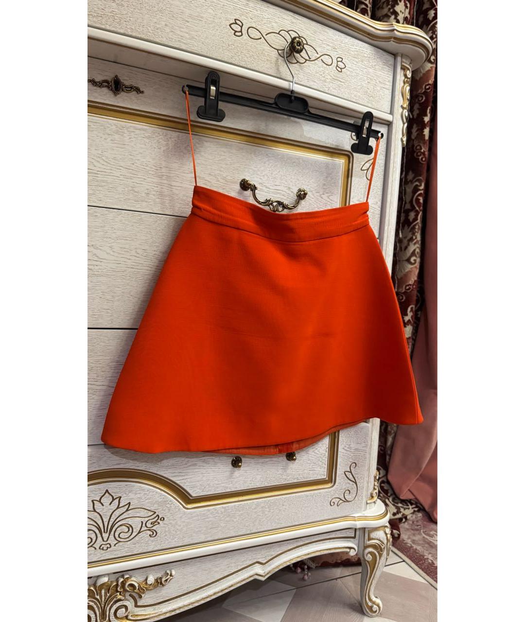 VICTORIA BECKHAM Оранжевая хлопковая юбка мини, фото 4