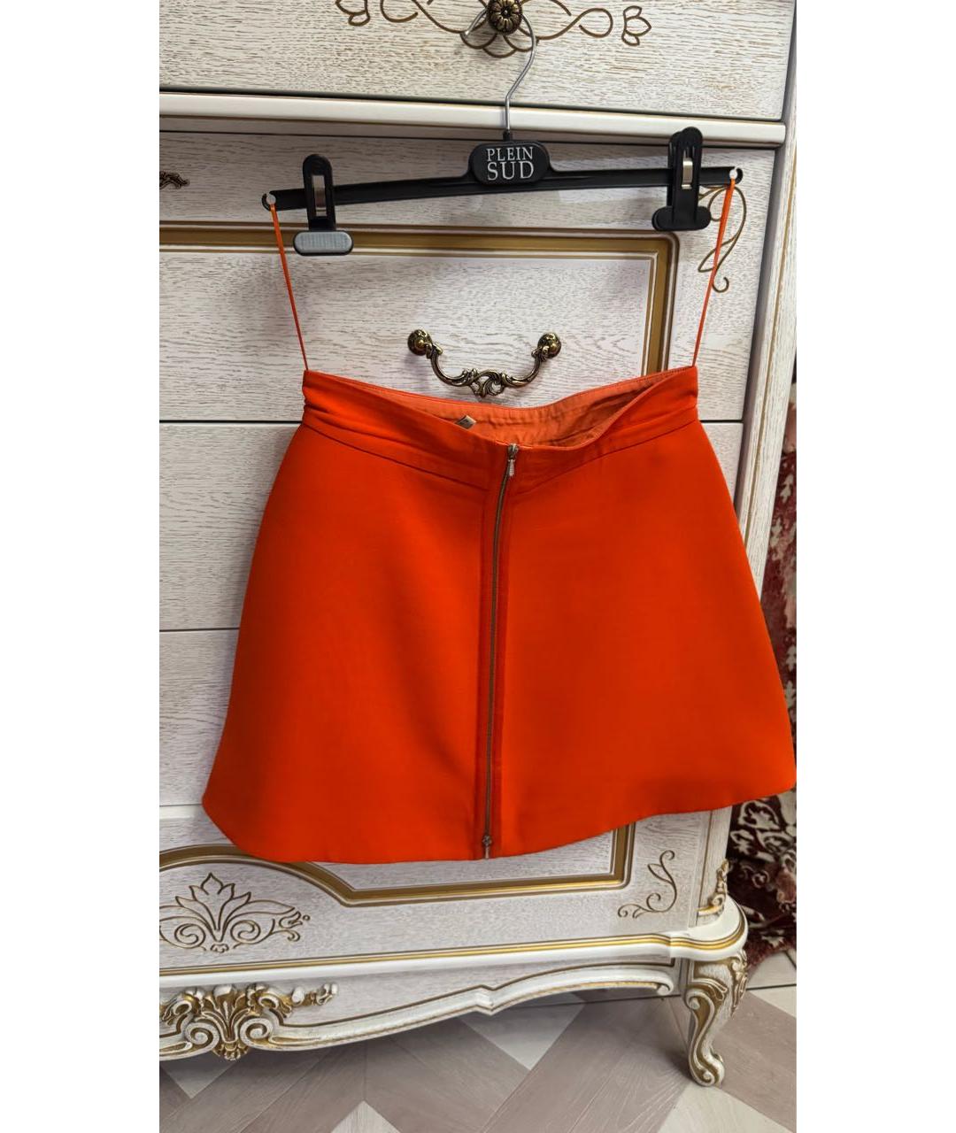 VICTORIA BECKHAM Оранжевая хлопковая юбка мини, фото 3