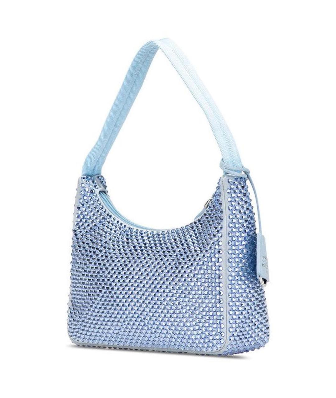 PRADA Голубая тканевая сумка с короткими ручками, фото 4